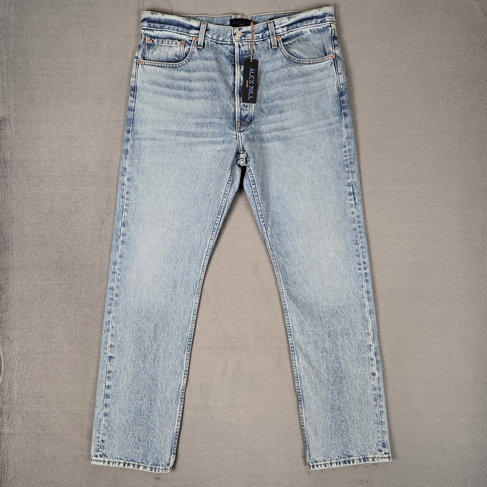 Alex Mill AM Original 5 Pocket Jeans Mens‎ 36x32 Vintage Light Indigo Denim NWT